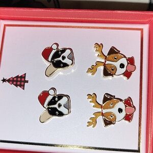 Frenchie Santa hat earrings and doggie